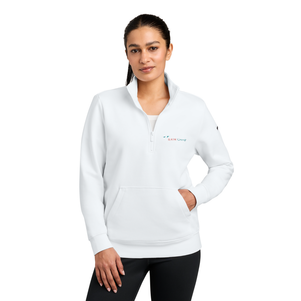 Nike Women's Club Fleece Sleeve Swoosh 1/2-Zip — model