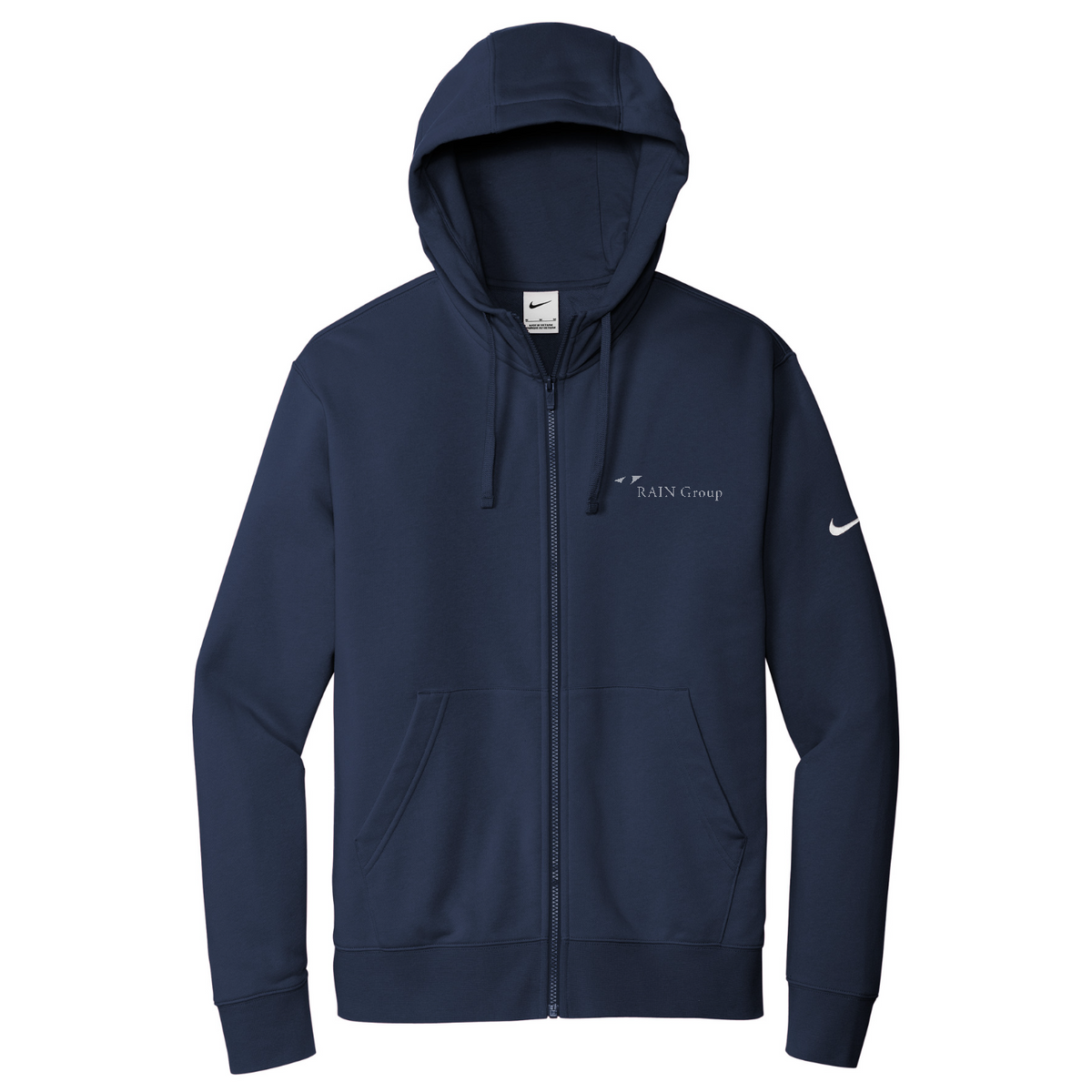 Nike Club Fleece Sleeve Swoosh Full-Zip Hoodie — Midnight Navy