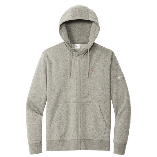 Nike Club Fleece Sleeve Swoosh Full-Zip Hoodie — Dark Grey Heather