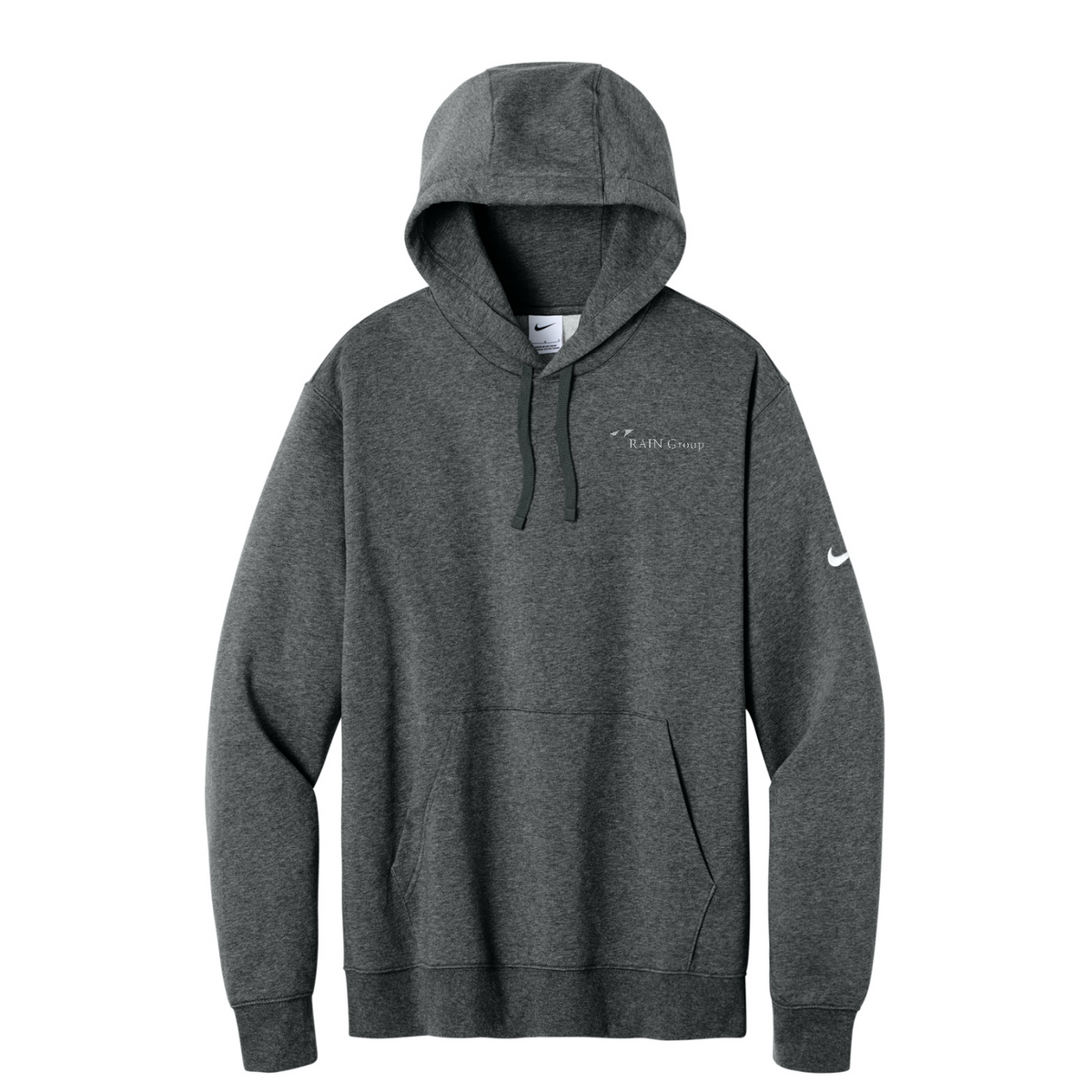 Nike Club Fleece Sleeve Swoosh Pullover Hoodie — Charcoal Heather