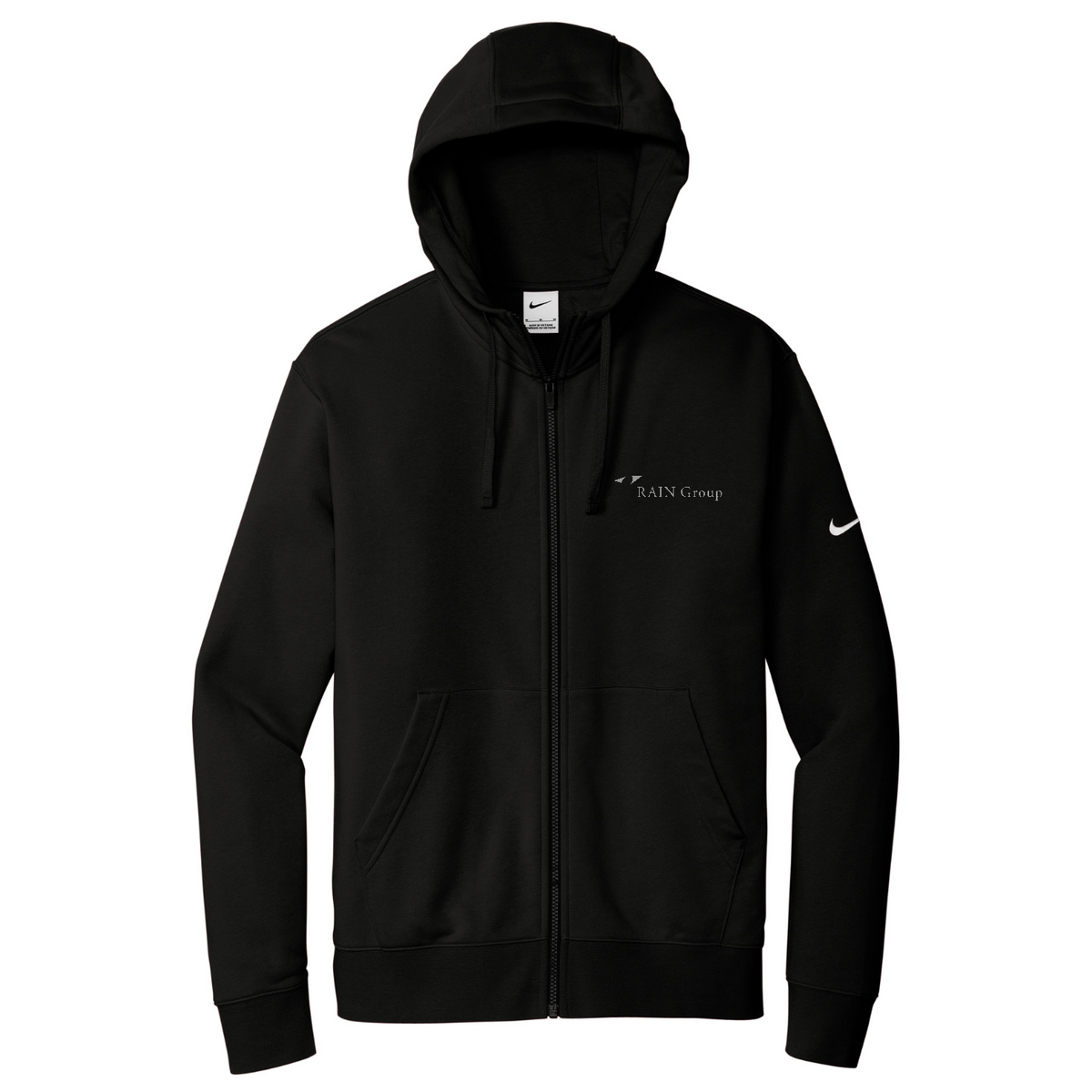 Nike Club Fleece Sleeve Swoosh Full-Zip Hoodie — Black