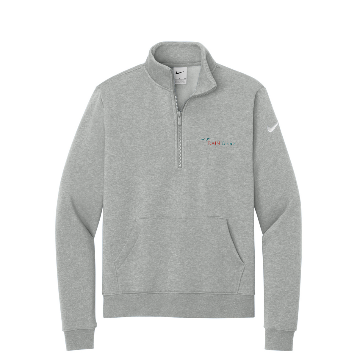 Nike Women's Club Fleece Sleeve Swoosh 1/2-Zip — Dark Grey Heather