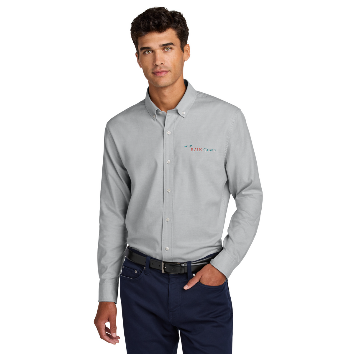 Mercer+Mettle Long Sleeve Modern Oxford Shirt — model