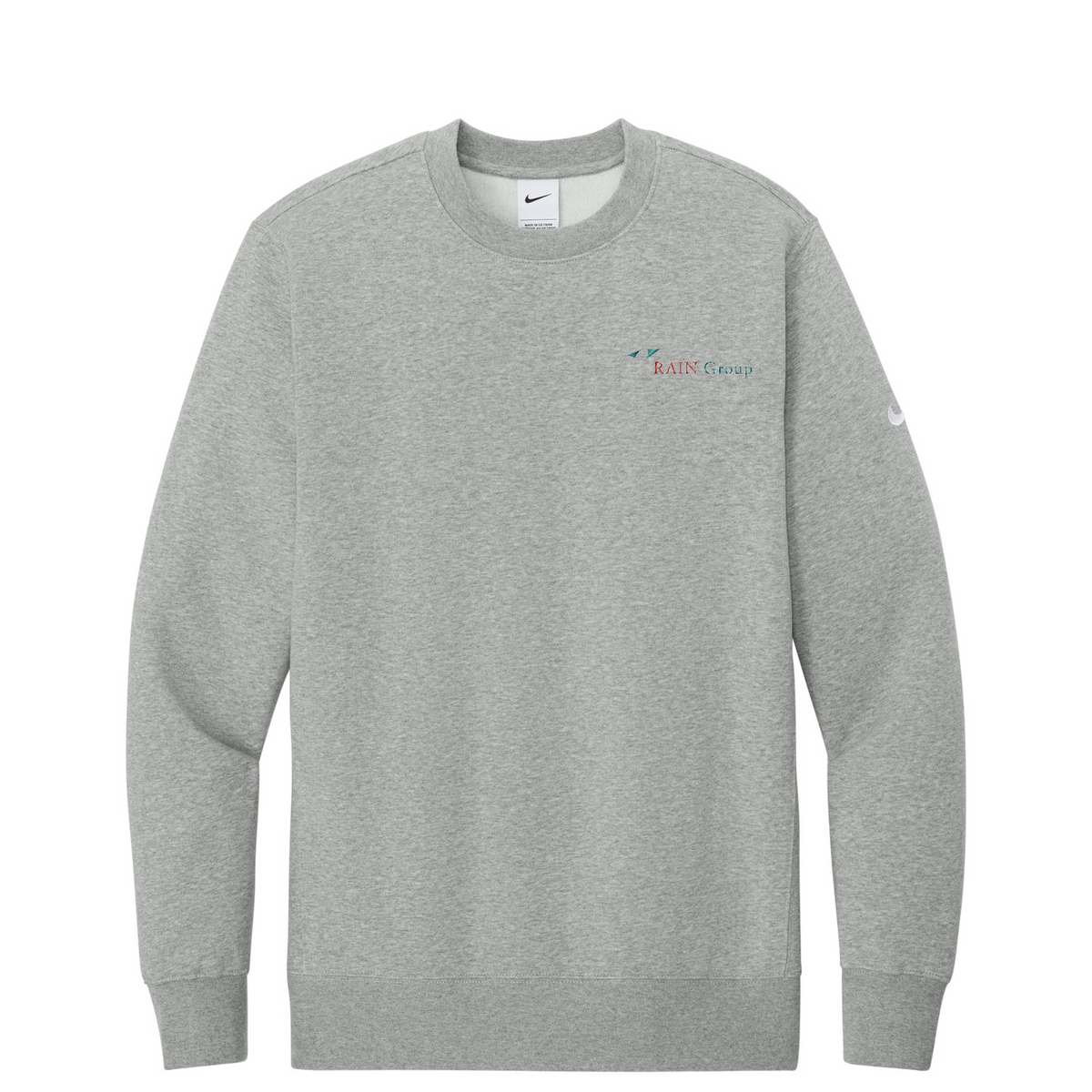 Nike Club Fleece Sleeve Swoosh Crew — Dark Grey Heather