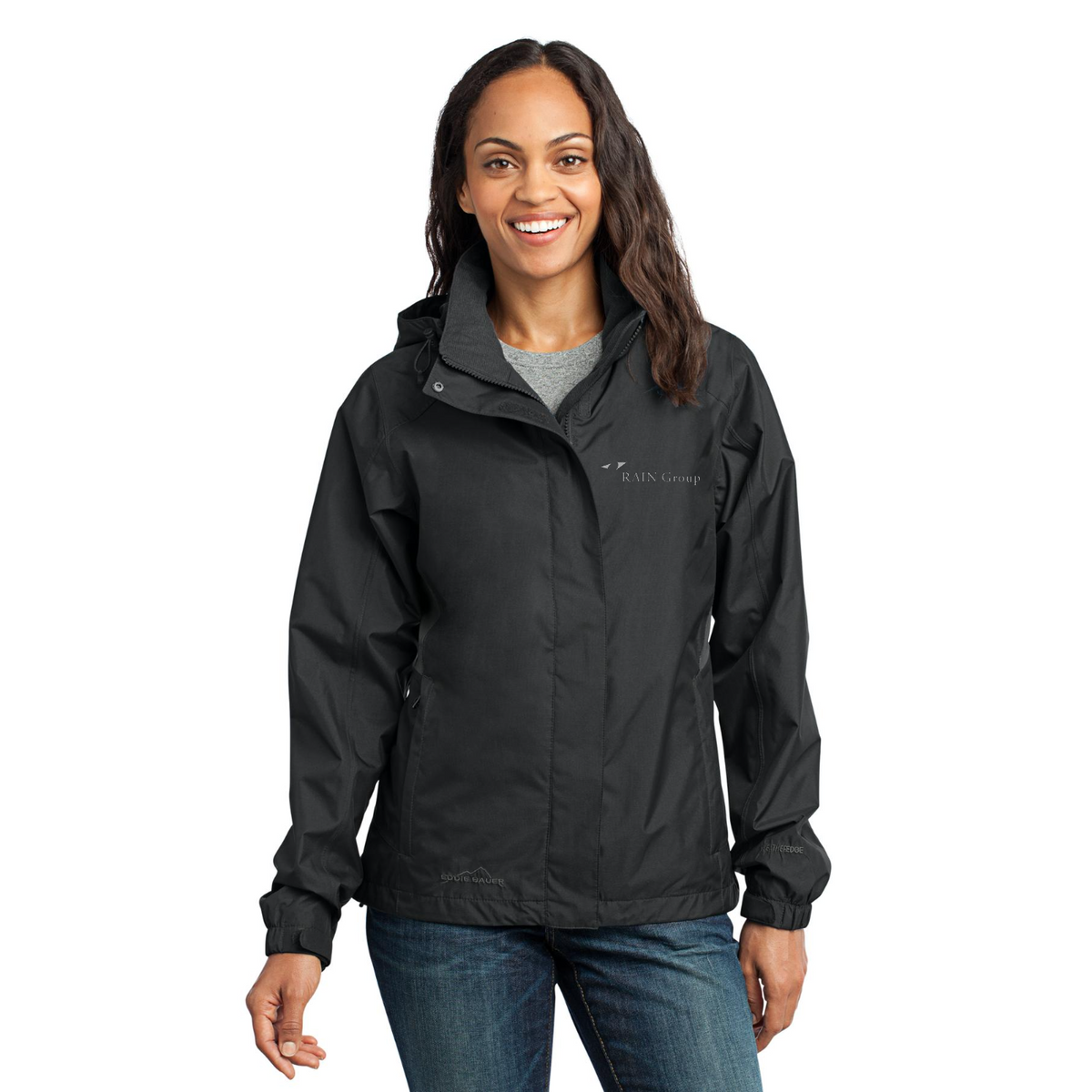 Eddie Bauer Women's Rain Jacket — model