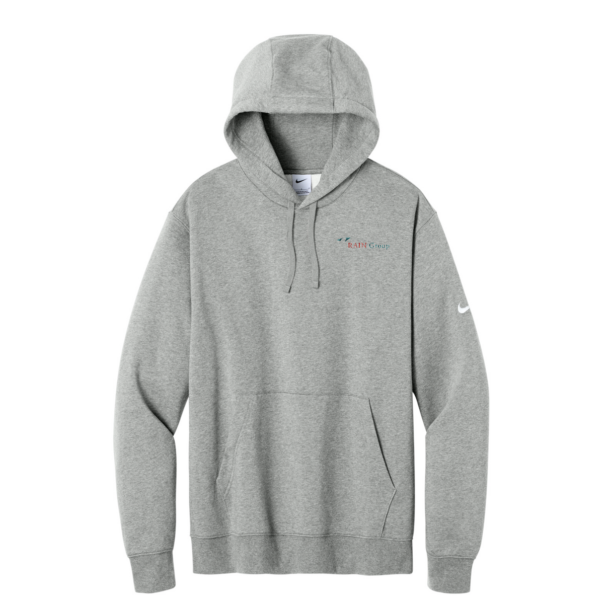 Nike Club Fleece Sleeve Swoosh Pullover Hoodie — Dark Grey Heather