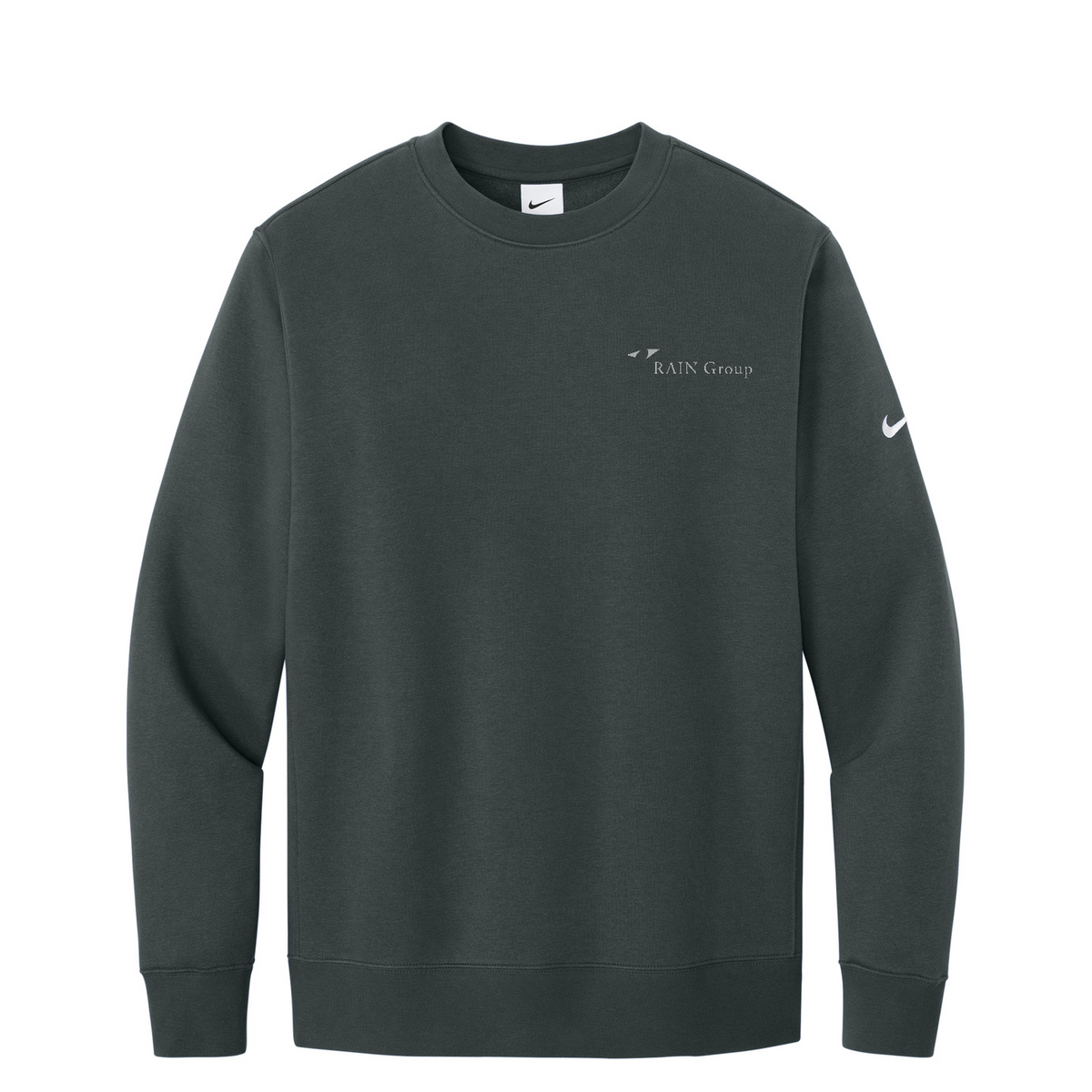 Nike Club Fleece Sleeve Swoosh Crew — Anthracite