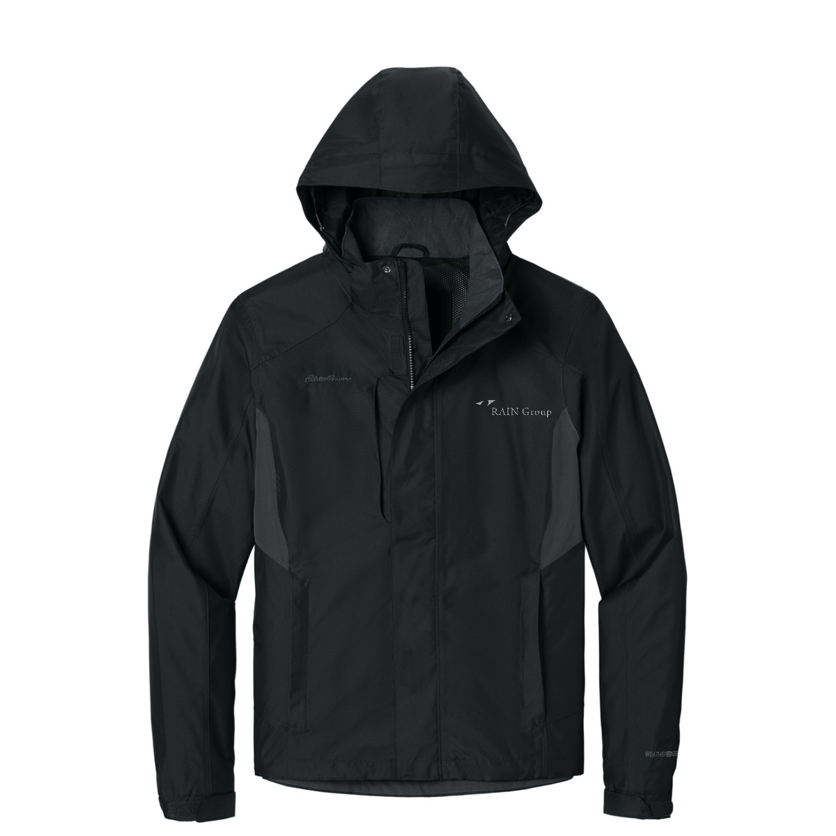 Eddie Bauer Rain Jacket — Black/ Steel Grey