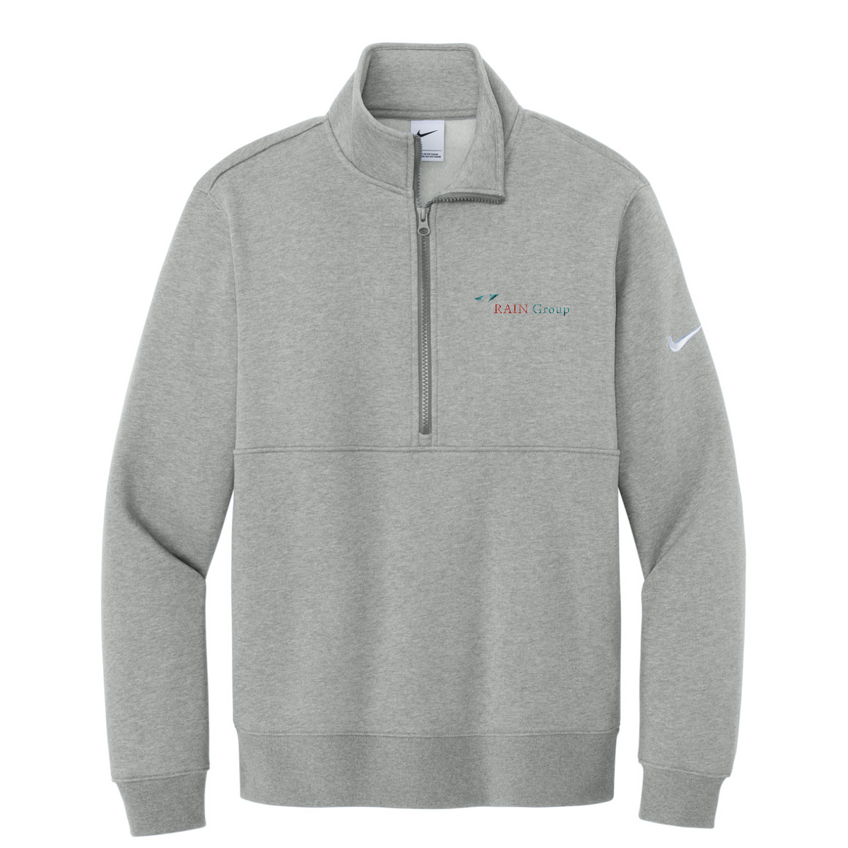 Nike Club Fleece Sleeve Swoosh 1/2-Zip — Dark Grey Heather